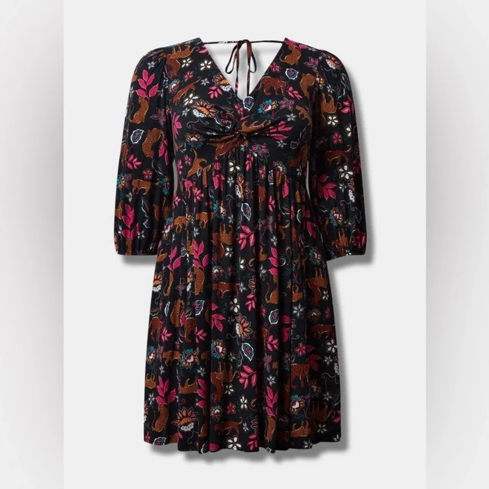 TORRID Mini Rayon Slub Balloon Sleeve Twist Font Dress 0X